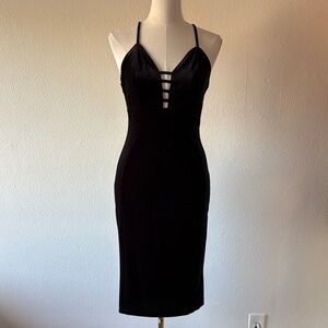 Elegant Black Velvet Strappy Dress